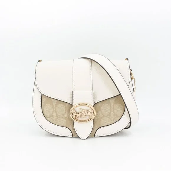Coach Women's Georgie Saddle Bag in Signature Canvas White Size OS - Picture 2 of 11